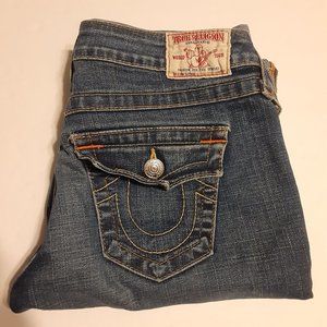 True Religion Women's Sophie Cuffed Bermuda Denim Shorts 104433OM Size 28